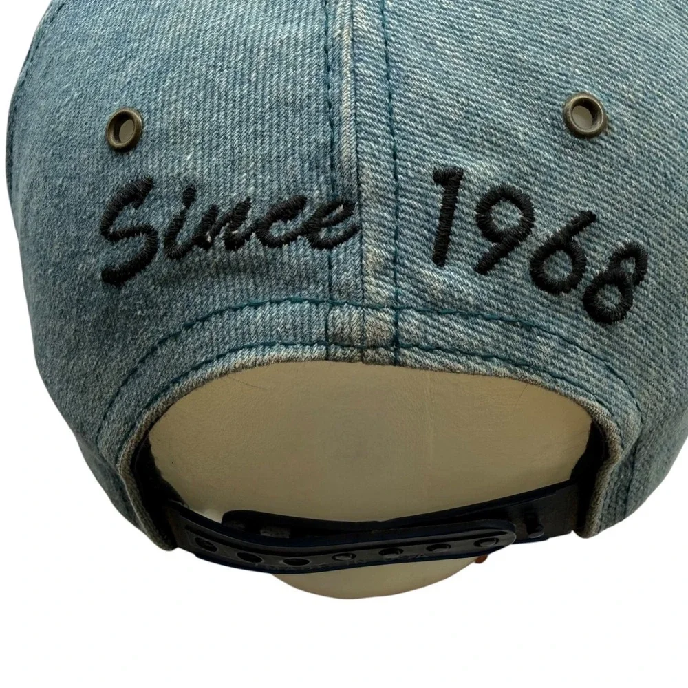 Disney Store Vintage Tigger Denim Snapback Hat Blue Black Made in USA Adult